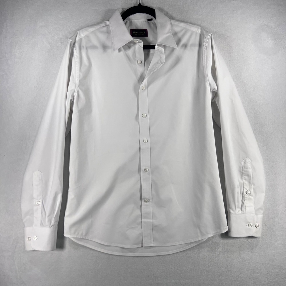 Luxurious Wear Comfortable Mens Small White Long Sleeve Button Down Dress Shirt